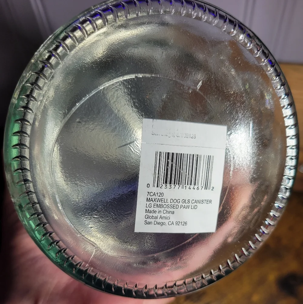 AMICI PET Glass Dog paw print Storage Jar with Silver Lid